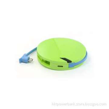 3000mAh Micro USB Cable Bright Green Round Power Bank Charger for Samsung